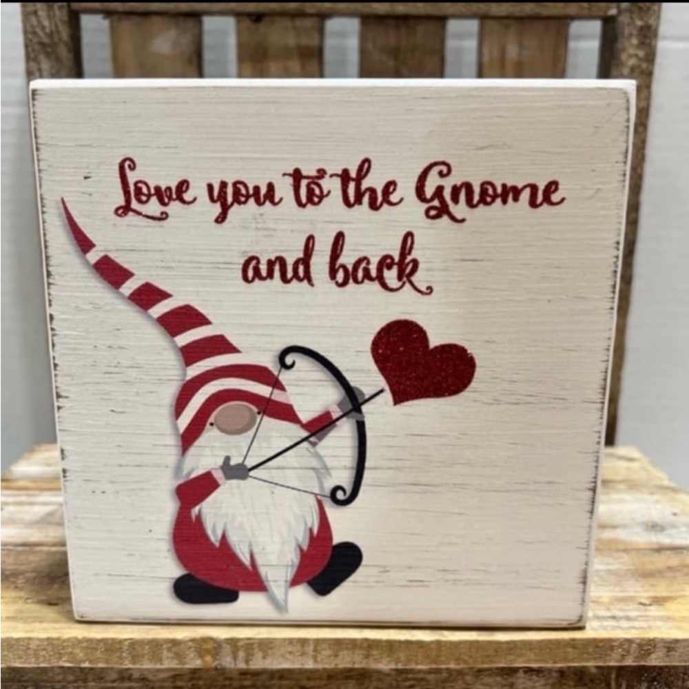 Valentine Gnome Love Wood Sign Home Decor